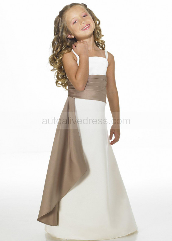 Two-tone Satin Side Drape Junior Bridesmaid Dress